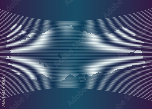 Beyaz çizgilerden oluşan Türkiye haritası