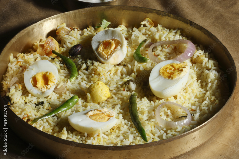 Hyderabadi egg biryani - A rice based dish most popular dish Hyderabadi egg biryani - A rice based dish most popular dish