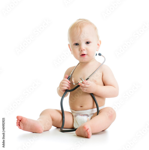 cute baby with stethoscope ...