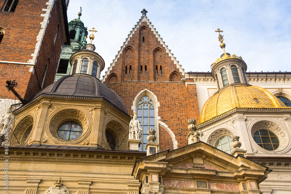 Closeup Wawel Cathedral in Kracow, Poland