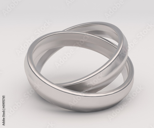 Silver wedding ring on white background