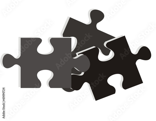 puzzle, black vector icon, three elements