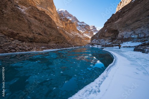 Chadar Trek or Frozen Zanskar River Trek, Ladakh, India photo