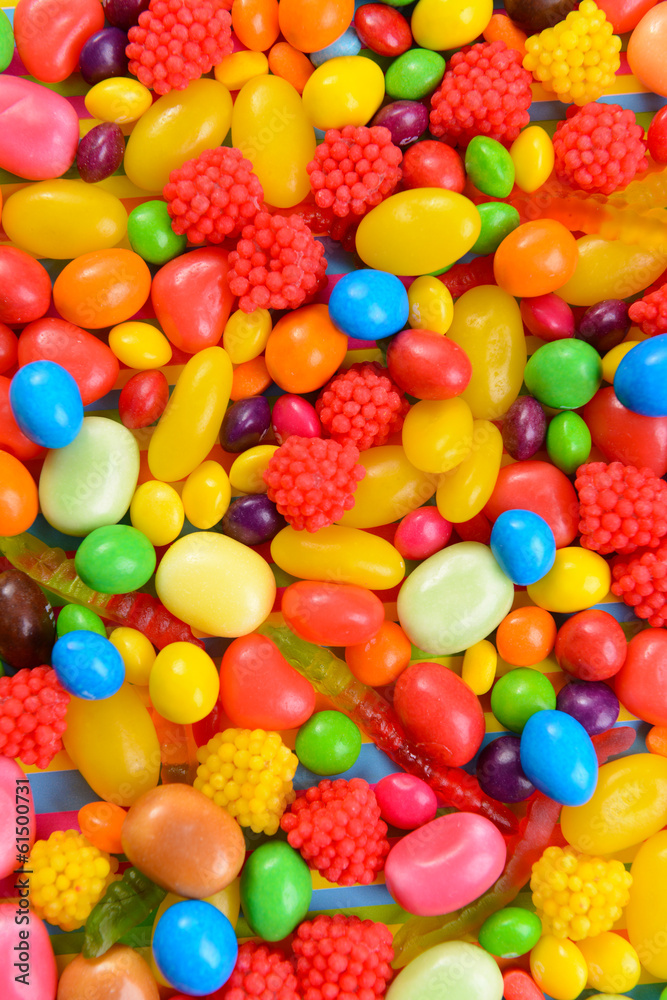 Different colorful fruit candy close-up Different colorful fruit candy close-up