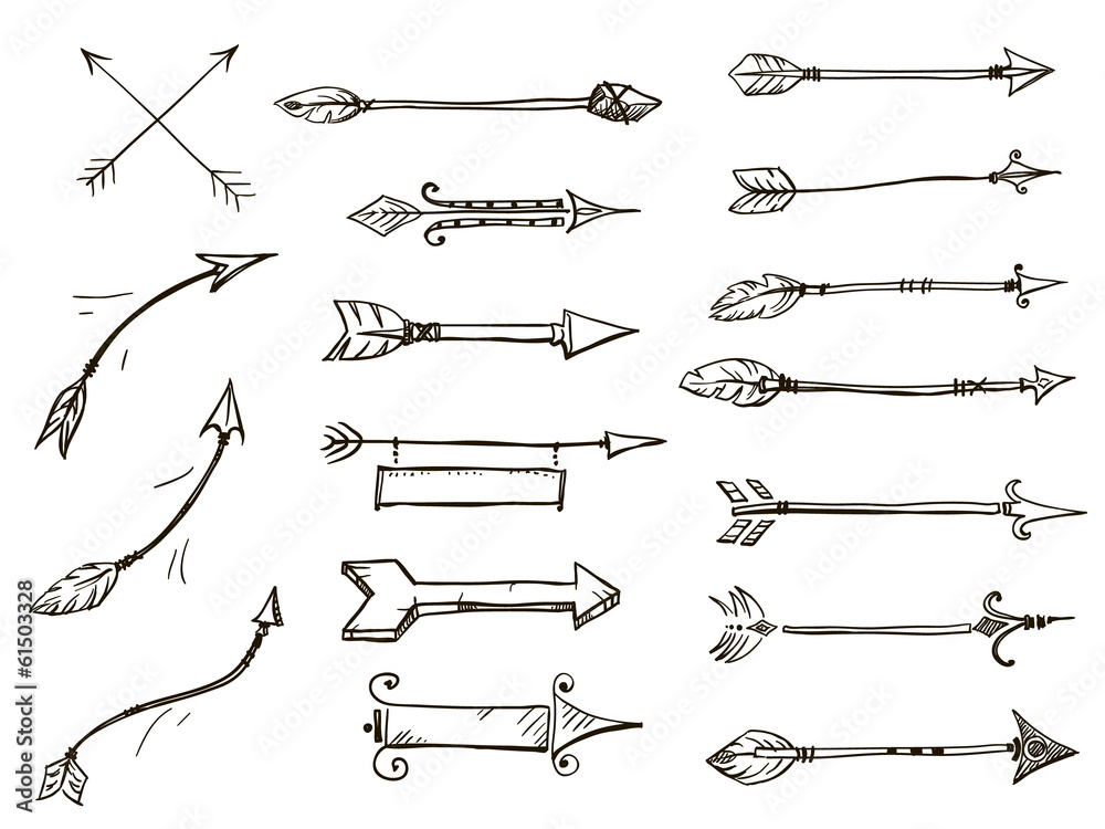 set of doodle arrows tribal style set of doodle arrows tribal style