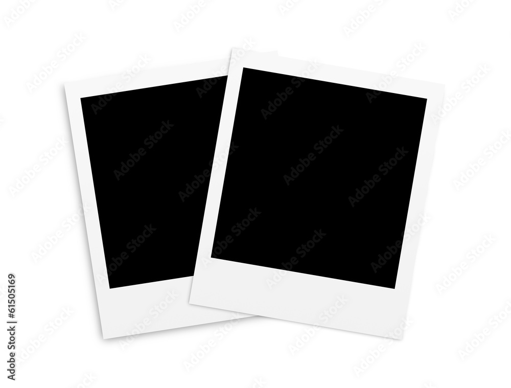 Two photo papers polaroid card isolated on white Two photo papers polaroid card isolated on white