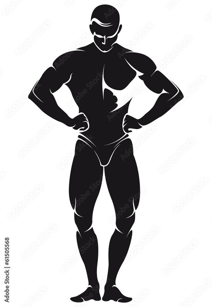 Fototapeta premium vector image with bodybuilder, silhouette