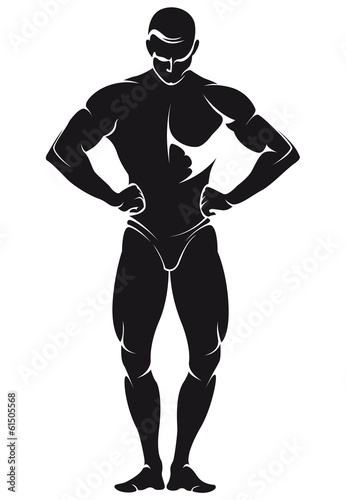 vector image with bodybuilder  silhouette