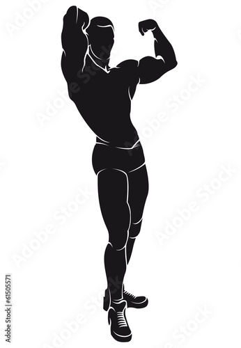 vector image with bodybuilder, silhouette