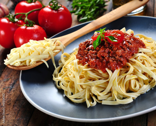 Noodles pasta with bolognese sauce