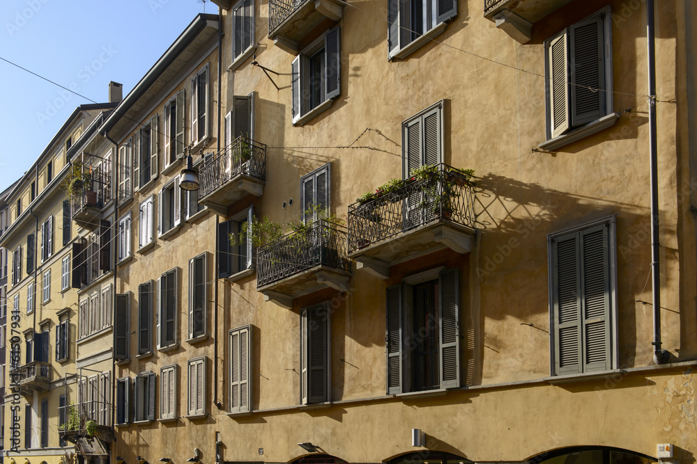 old houses in Garibaldi street, Milan