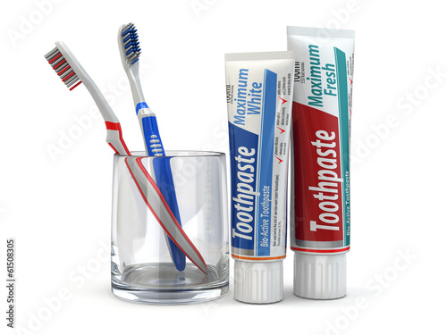 Dental protection, Toothpaste and toothbrushes. photo