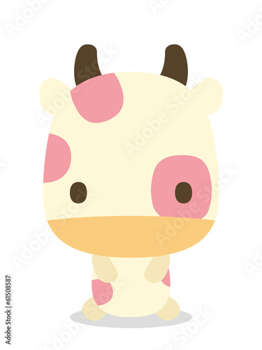 十二支　二頭身正面イラスト　ウシ