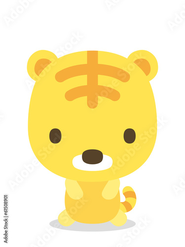 十二支　二頭身正面イラスト　虎