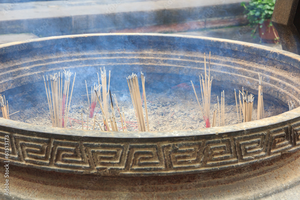 Detail of incense holder in Chinese temple