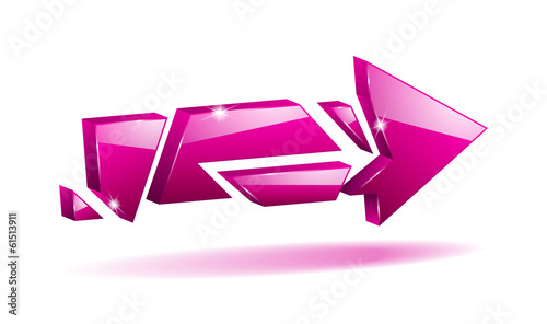 vector 3D pink broken arrow