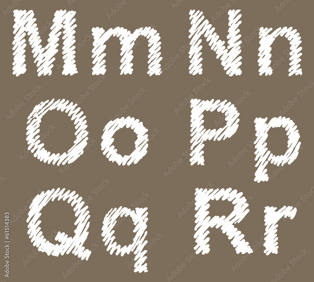 Vector hand-drawn font shaded marker Vector hand-drawn font shaded marker