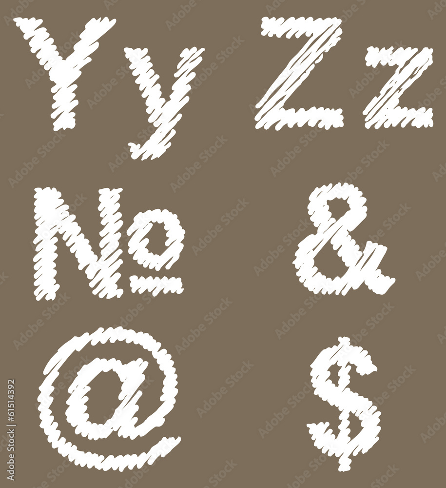Vector hand-drawn font shaded marker Vector hand-drawn font shaded marker
