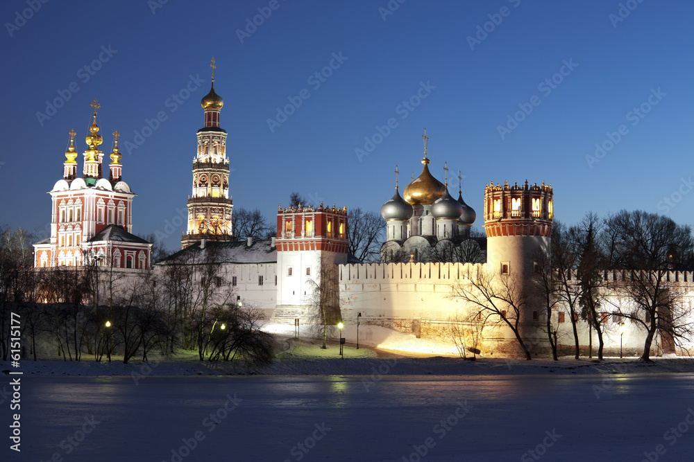 Novodevichy women's monastery at night. Moscow Novodevichy women's monastery at night. Moscow