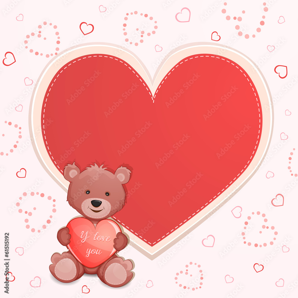 Valentine's day illustration with cute teddy bear. Valentine's day illustration with cute teddy bear.