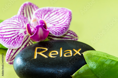 lava stone and orchid