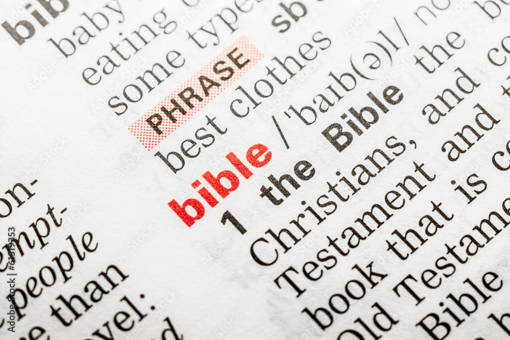 Fototapeta premium Bible Word Definition In Dictionary Close Up