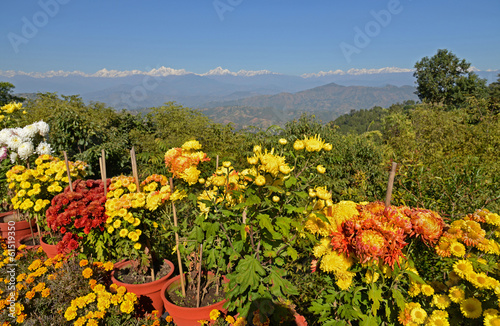 Blick von Dhulikel auf den Himalaya / Nepal photo