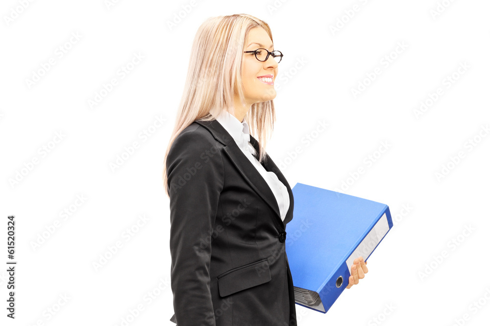Businesswoman holding a folder Businesswoman holding a folder