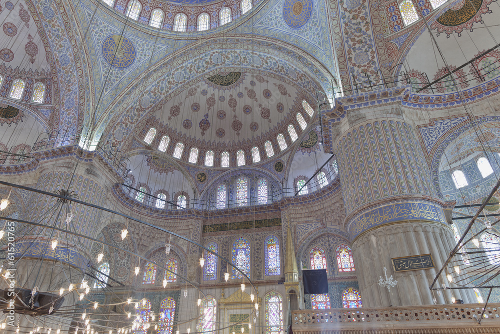 Interior of the Sultan Ahmed mosque (Blue Mosque) Istanbul.