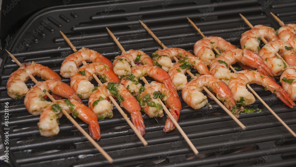 shish kebab from sea shrimps