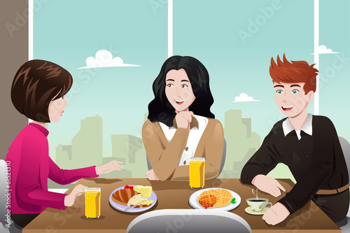 Business people eating together