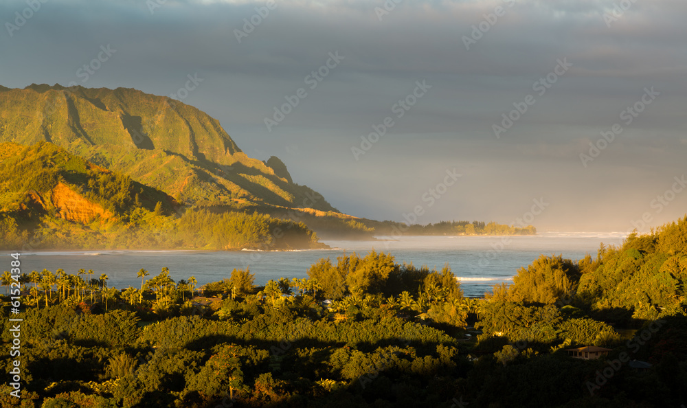 Panorama of Hanalei on island of Kauai