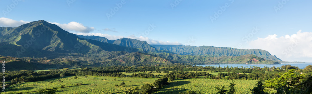 Panorama of Hanalei on island of Kauai