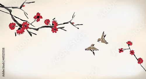 Naklejka na ścianę malowanie kwiatów