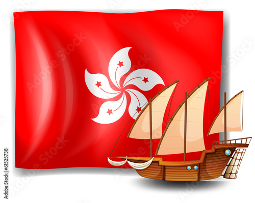 The flag of Hongkong with a ship