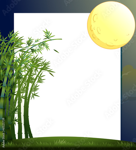 An empty paper template with a moon