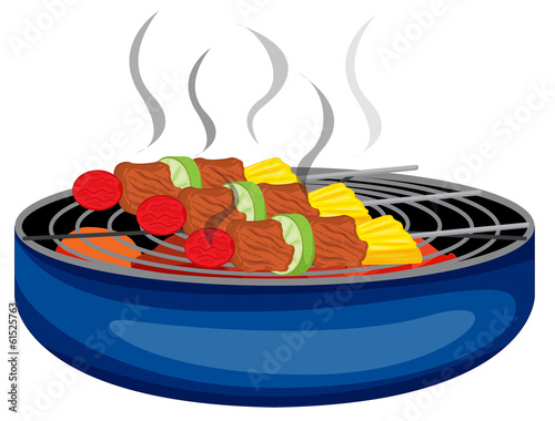 Barbeques cooked above the barbeque grill