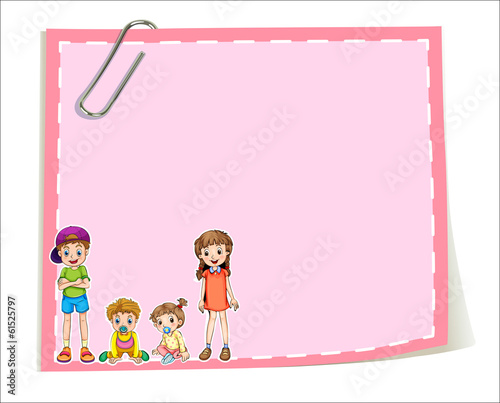 An empty paper templates with children