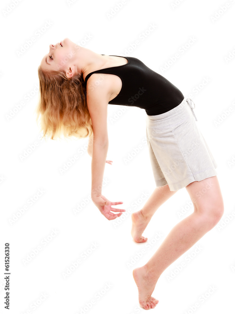 Modern style woman dancer break dancing isolated Modern style woman dancer break dancing isolated