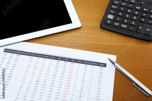 Data analysis with tablet and calculator