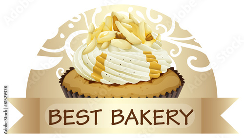 A best bakery label with a cupcake