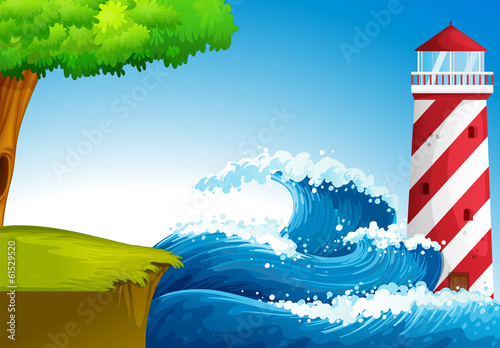 Strong waves near the lighthouse