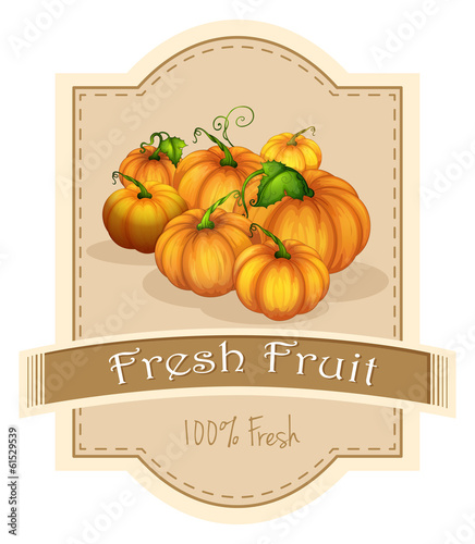 A fresh fruit label with a group of pumpkins