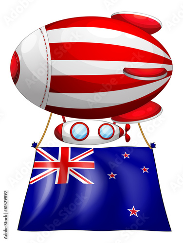 A stripe-colored balloon with the flag of New Zealand