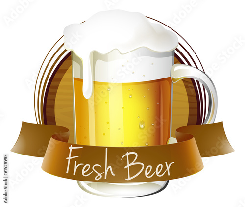 A mug of beer with a fresh beer label