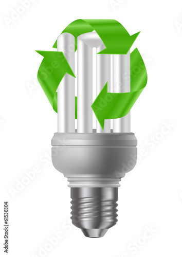 Energy saving bulb with recycle sign