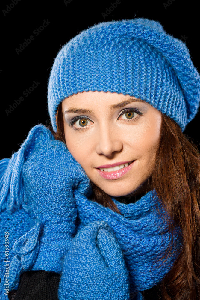 Young happy woman wearing winter cloth Young happy woman wearing winter cloth