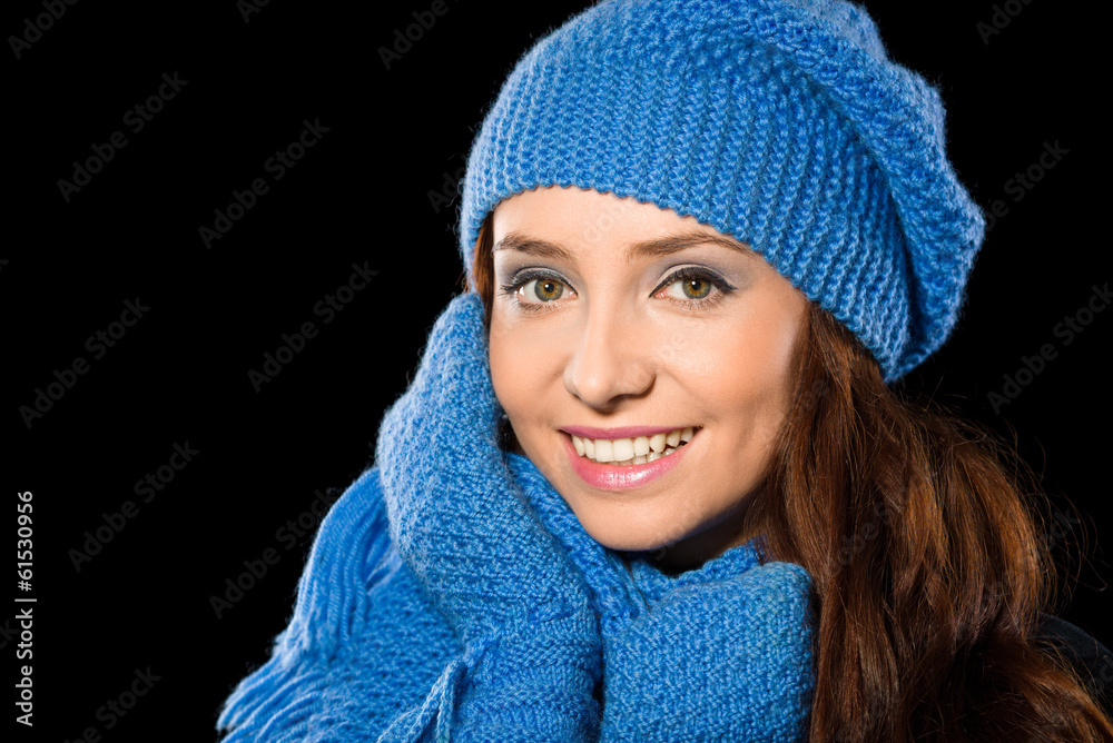 Young happy woman wearing winter cloth Young happy woman wearing winter cloth