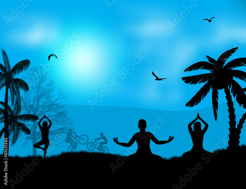 yoga meditation silhouettes