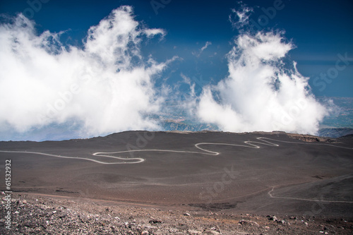 View of the volcanic landscape around Mount Etna photo